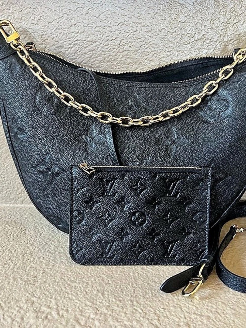 Louis Vuitton Loop Hobo Black Leather Shoulder Bag
